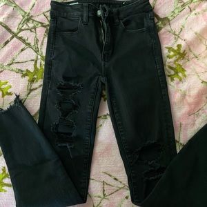 American eagle black ripped jeans